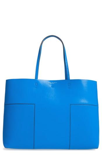 Tory Burch 'block-t' Leather Tote - Blue