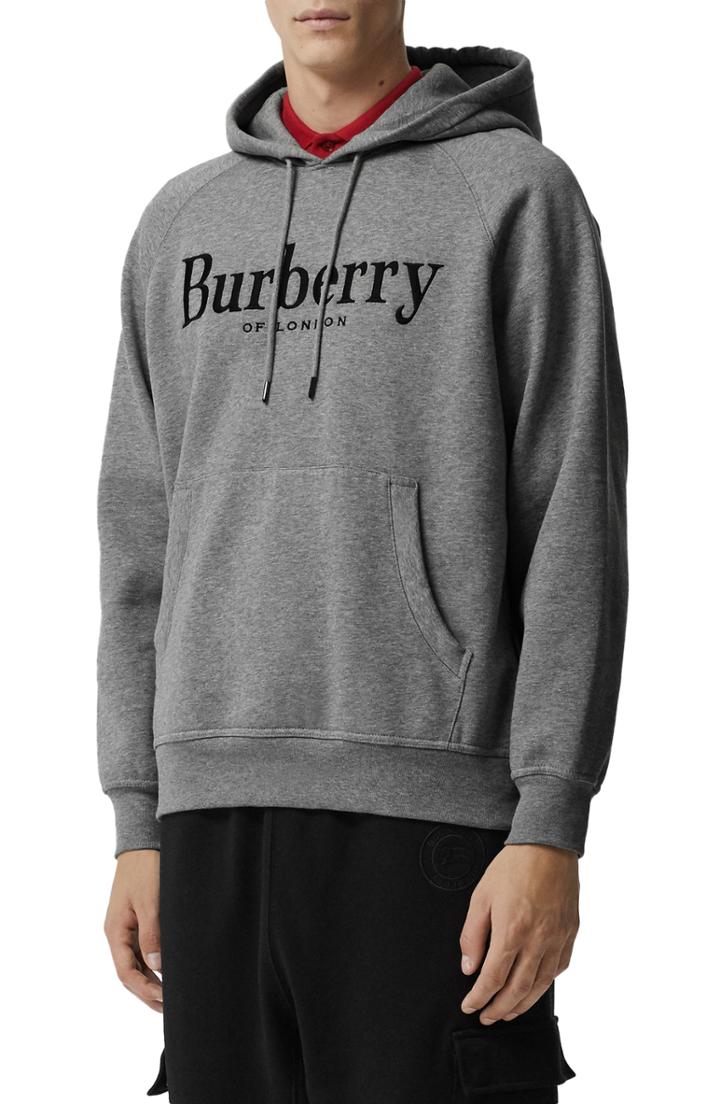 Men's Burberry Clarke Logo Hoodie - Grey
