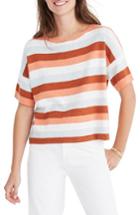 Women's Madewell Stripe Boxy Sweater Tee, Size - Orange