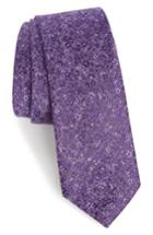Men's Calibrate Lindsay Floral Print Silk & Cotton Tie, Size - Purple
