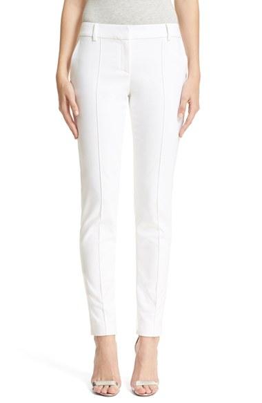 Women's St. John Collection 'jennifer' Stretch Micro Ottoman Ankle Pants - White