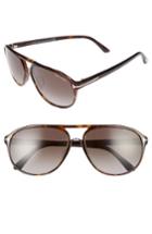 Women's Tom Ford Jacob 61mm Special Fit Aviator Sunglasses - Dark Havana/ Gradient Smoke