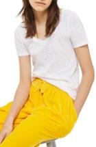 Women's Topshop Slub V-neck Tee Us (fits Like 0) - White