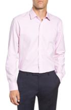 Men's Nordstrom Men's Shop Tech-smart Trim Fit Stretch Check Dress Shirt - 32/33 - Pink