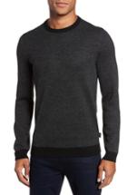 Men's Ted Baker London Cinamon Interest Stitch Crewneck Sweater (m) - Black
