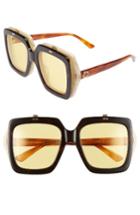 Women's Gucci 55mm Flip-up Sunglasses - Havana/ Yellow