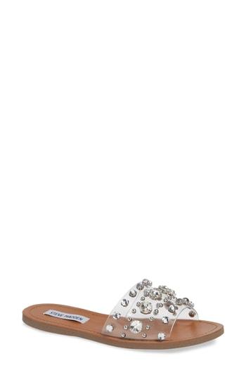 Women's Steve Madden Regent Embellished Slide Sandal .5 M - Metallic