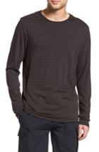 Men's Vince Feeder Stripe Long Sleeve Shirt - Black