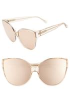 Women's Linda Farrow 62mm Oversize Mirrored Cat Eye Sunglasses - Ash/ Rose Gold