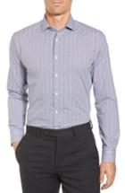 Men's Nordstrom Men's Shop Tech-smart Trim Fit Plaid Dress Shirt 32/33 - Blue