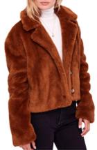 Women's Free People Mena Faux Fur Jacket - Brown