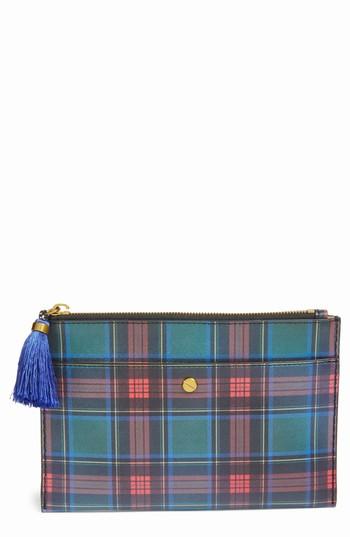 J.crew Medium Plaid Print Pouch - Blue