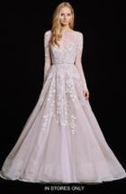 Women's Hayley Paige Lily Strapless Taffeta & Tulle Stripe Skirt Ballgown, Size In Store Only - Ivory