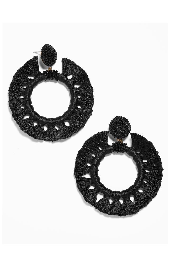 Women's Baublebar Beaded Tassel Hoop Earrings