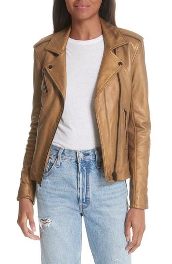 Women's Iro Leather Moto Jacket Us / 34 Fr - Brown