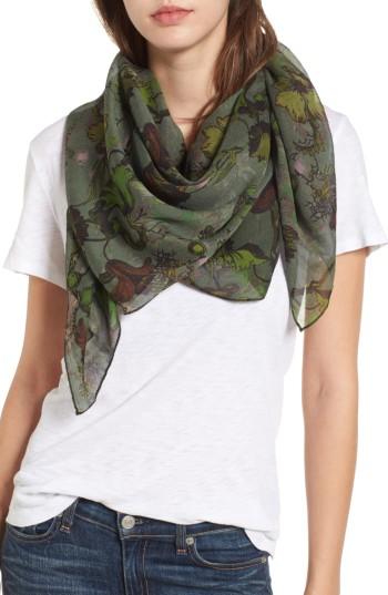 Women's Rag & Bone Floral Camo Chiffon Silk Scarf, Size - Green