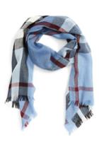 Men's Burberry Check Wool & Cashmere Scarf, Size - Blue