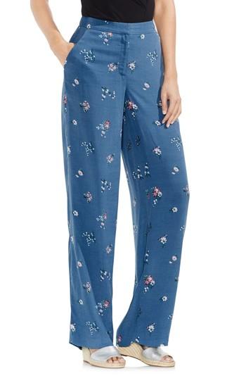 Women's Vince Camuto Delicate Floral Wide Leg Pants - Blue