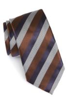Men's Ermenegildo Zegna Stripe Silk Tie, Size - Brown
