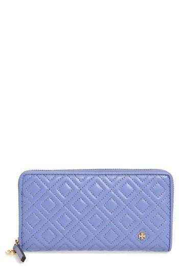 Women's Tory Burch Fleming Leather Zip Around Wallet - Blue