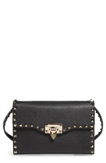 Valentino Medium Rockstud Leather Messenger Bag -
