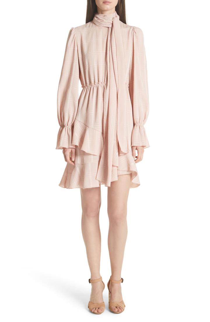 Women's See By Chloe Plaid Scarf Detail Dress Us / 34 Fr - Pink