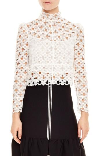 Women's Sandro Crop Lace Blouse - White