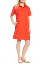 Women's Eileen Fisher Organic Cotton Poplin Shirtdress, Size - Red