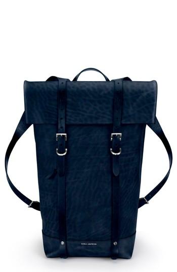 Men's Ezra Arthur Keystone Nickel Detail Leather Rucksack - Blue