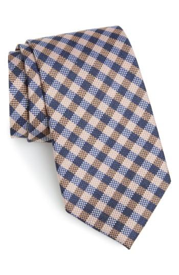 Men's Nordstrom Men's Shop Check Silk & Wool Tie, Size - Beige