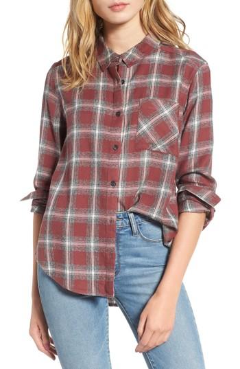 Women's Bp. Melange Flannel Shirt - Burgundy
