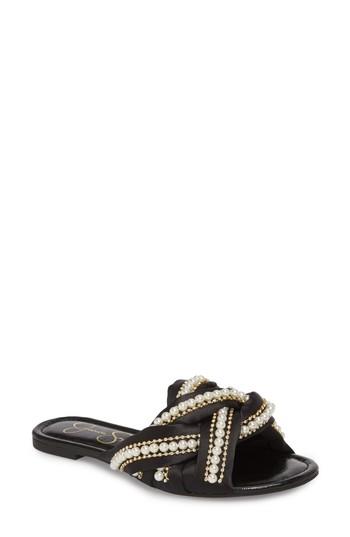 Women's Jessica Simpson Rhondalin Embellished Slide Sandal W(omen() M - Black