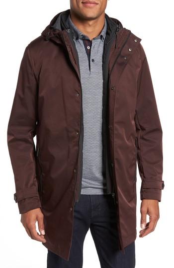 Men's Ted Baker London Longline Raincoat With Zip Out Vest (m) - Red
