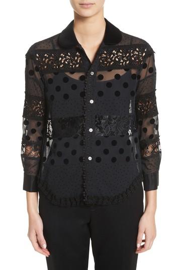 Women's Tricot Comme Des Garcons Mixed Media Chiffon Blouse - Black