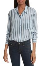 Women's Equipment Daddy Oversize Stripe Silk Shirt - Blue