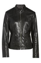 Petite Women's Bernardo Leather Moto Jacket P - Black
