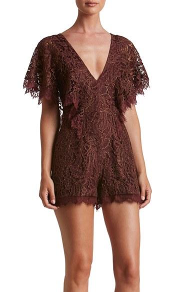 Women's Dress The Population Raven Lace Romper - Burgundy