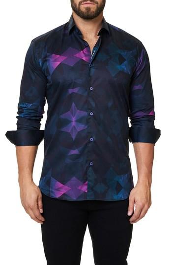 Men's Maceoo Luxor Webspread Dimensional Trim Fit Sport Shirt (m) - Black