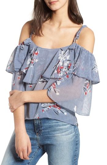 Women's Misa Los Angeles Zyneb Cold Shoulder Top - Blue