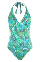 Women's Topshop Geo Leaf Maternity One-piece Swimsuit Us (fits Like 2-4) - Green
