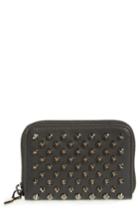 Women's Christian Louboutin 'panettone' Zip Around Calfskin Leather Wallet - Black