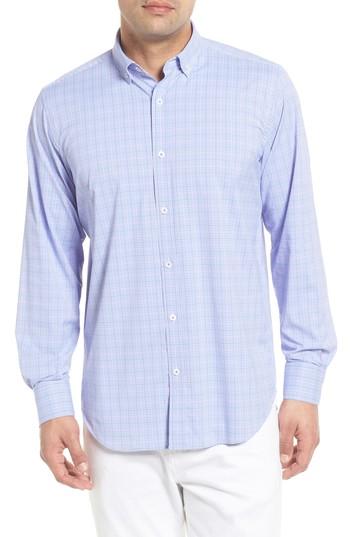 Men's Bugatchi Classic Fit Pin Check Performance Sport Shirt - Pink
