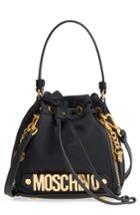 Moschino Small Metal Logo Bucket Bag - Black