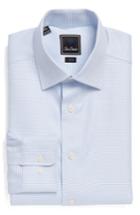 Men's David Donahue Trim Fit Check Dress Shirt - 34/35 - Blue
