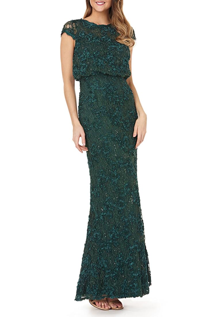 Women's Js Collections Sequin Lace Blouson Gown