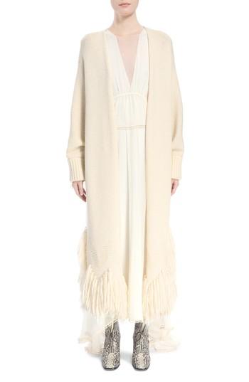 Women's Chloe Shaggy Fringe Wool Cardigan - White