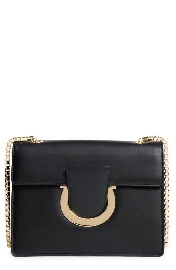 Salvatore Ferragamo Large Thalia Leather Shoulder Bag - Black