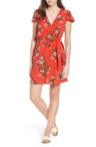 Women's Band Of Gypsies Floral Print Tie Waist Dress - Red