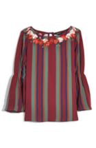 Women's Madewell Embroidered Pleat Sleeve Top - Burgundy