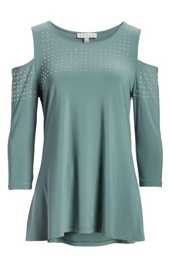 Women's Chaus Riveted Cold Shoulder Top - Grey